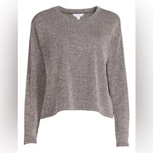 Gray Ribbed Knit Sweater